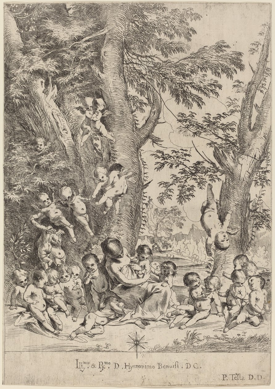Young Woman, Surrounded by Cupids (The Garden of Charity, vertical version) by Pietro Testa