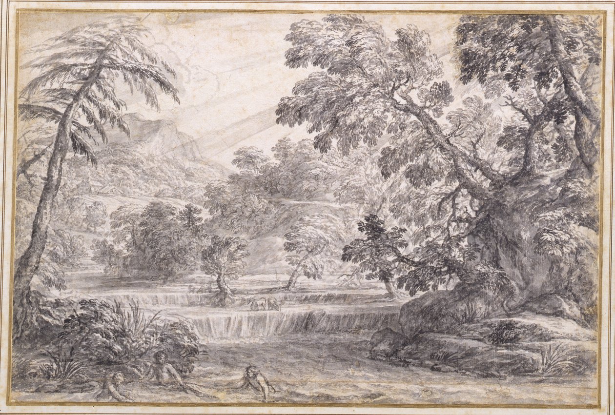 A Wooded River Landscape, c.1650 by Pietro da Cortona