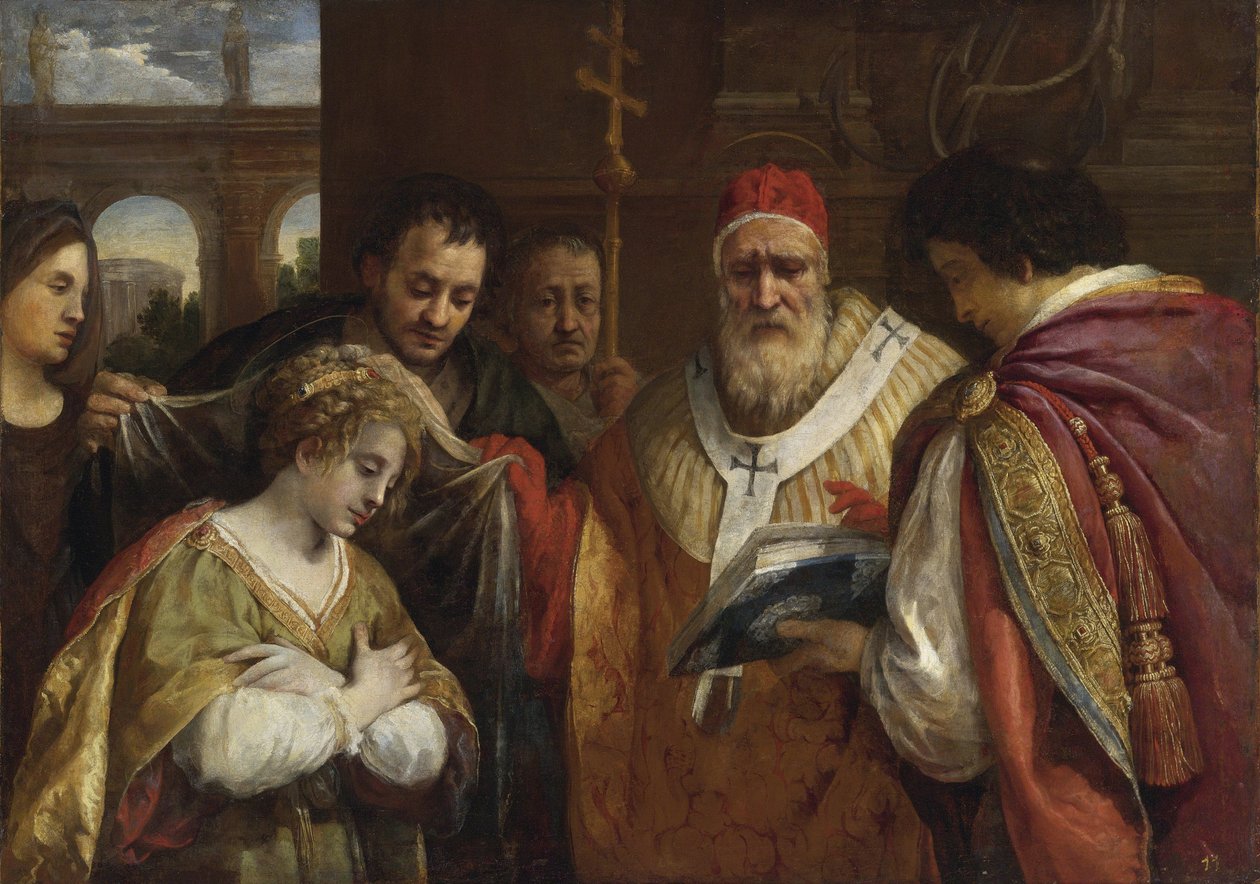 Saint Domitilla Receiving the Veil from Pope Clement I by Pietro da Cortona by Pietro da Cortona