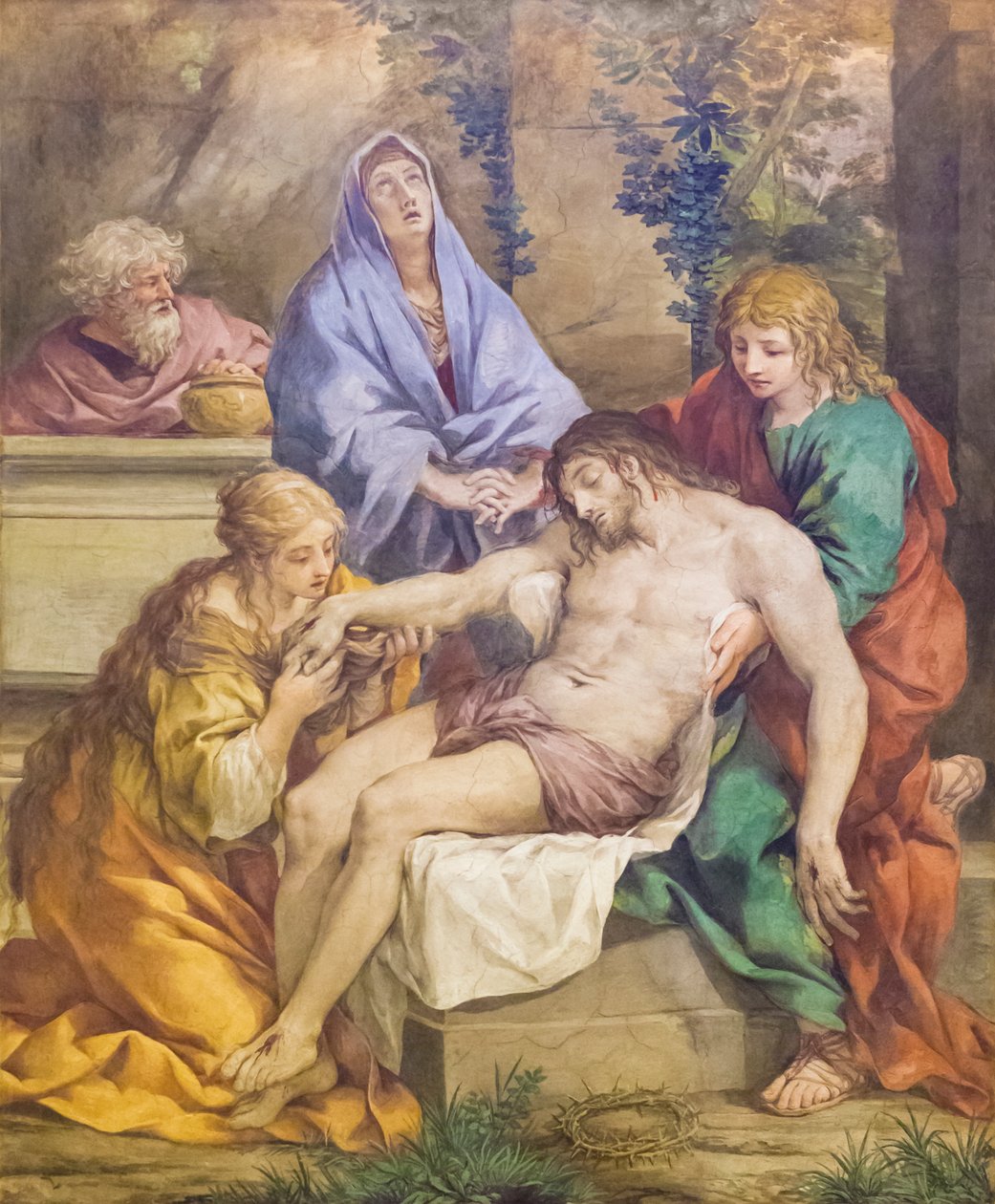 Pieta with the Madonna, St John the Baptist, St Mary Magdalen and Nicodemus by Pietro da (1596 1669) Cortona
