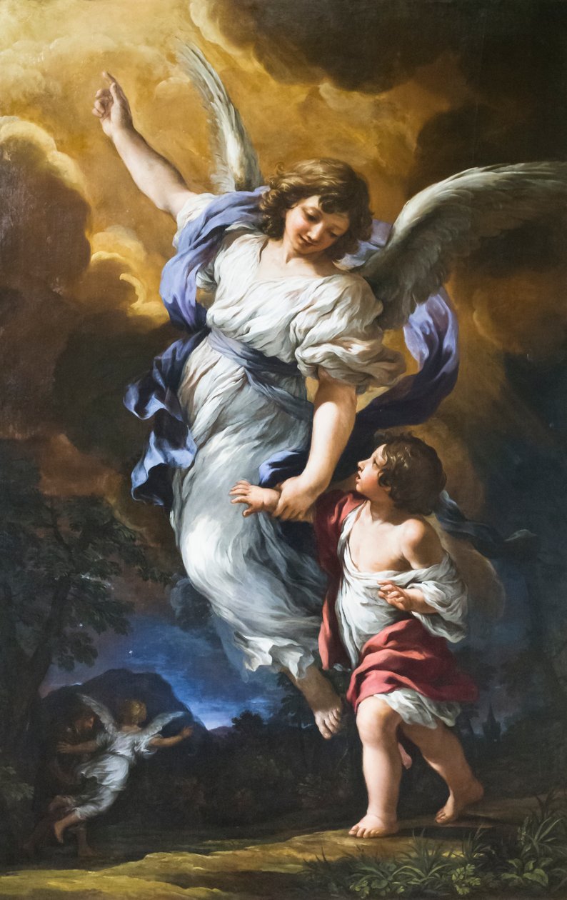 The Guardian Angel by Pietro da (1596 1669) Cortona