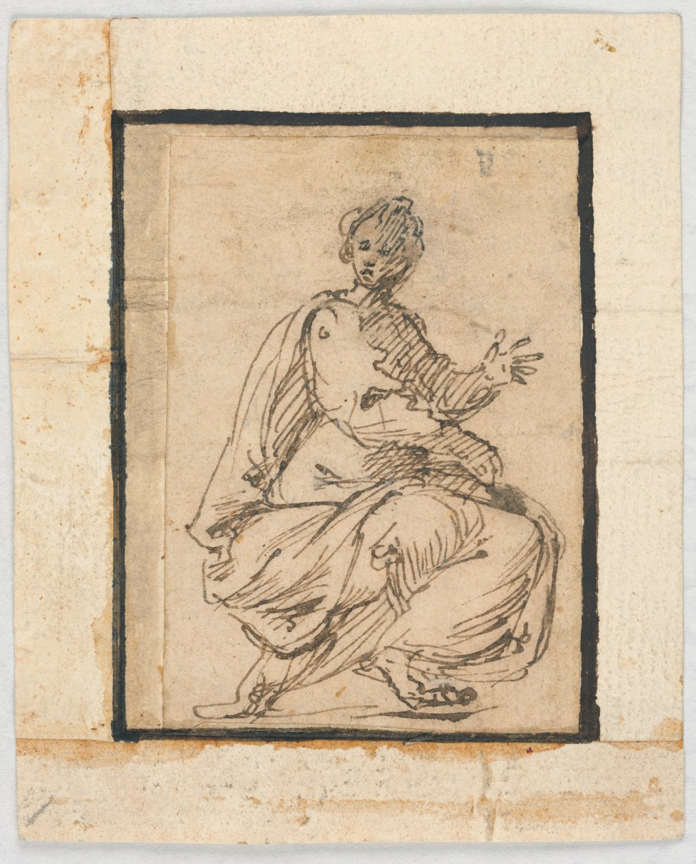 Sketchbook page: Allegorical Figure by Pietro da Cortona