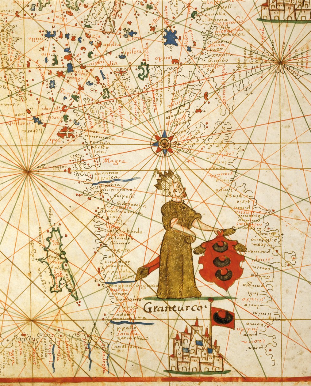Ottoman empire, from portolan atlas consisting of six charts, by Placido Caloiro and Francesco Oliva by Placido Caloiro e Oliva