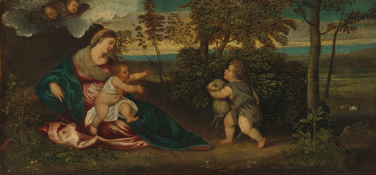 Madonna and Child and the Infant Saint John in a Landscape by Polidoro Lanzani