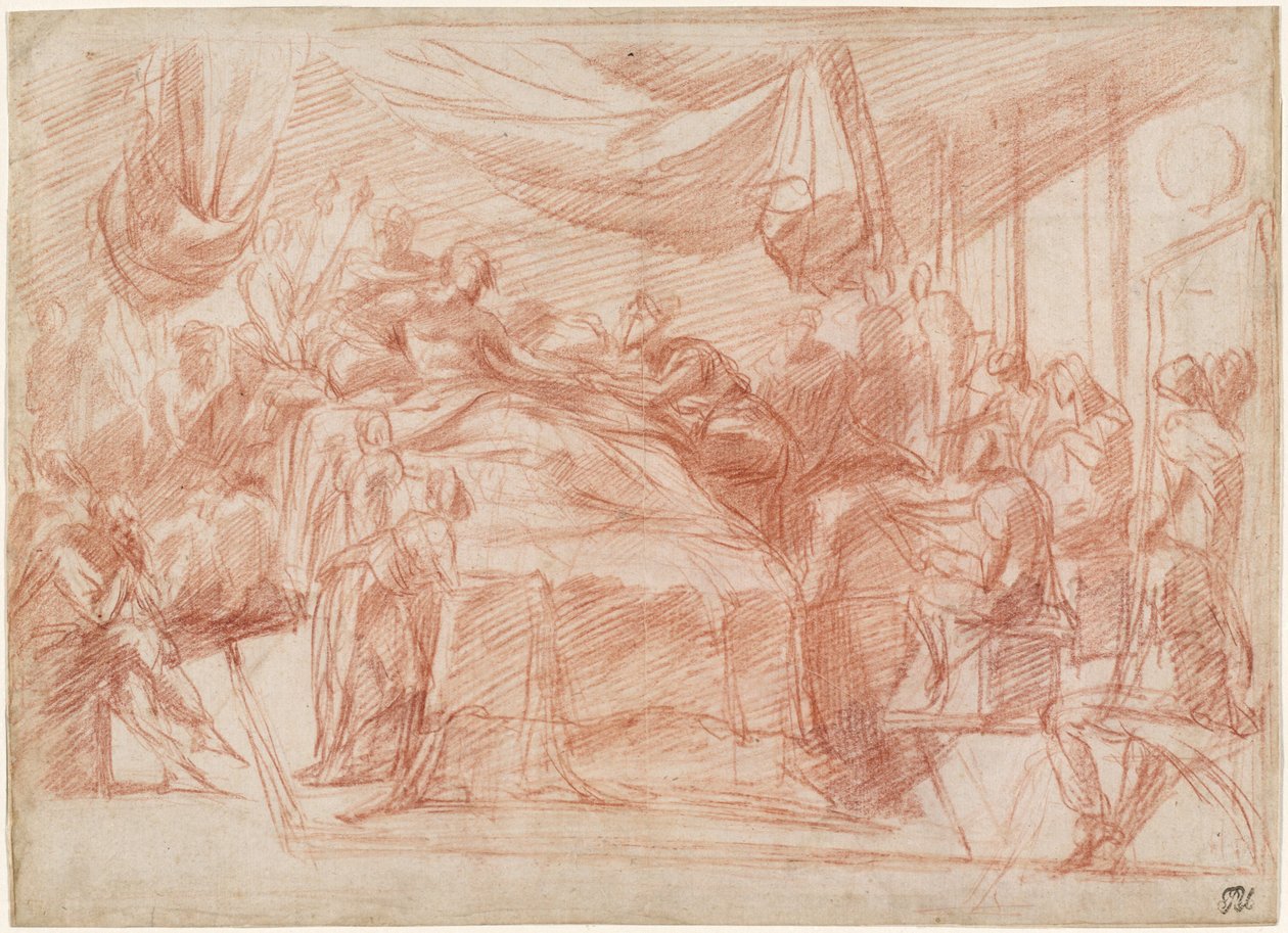A Deathbed Scene by Polidoro da Caravaggio