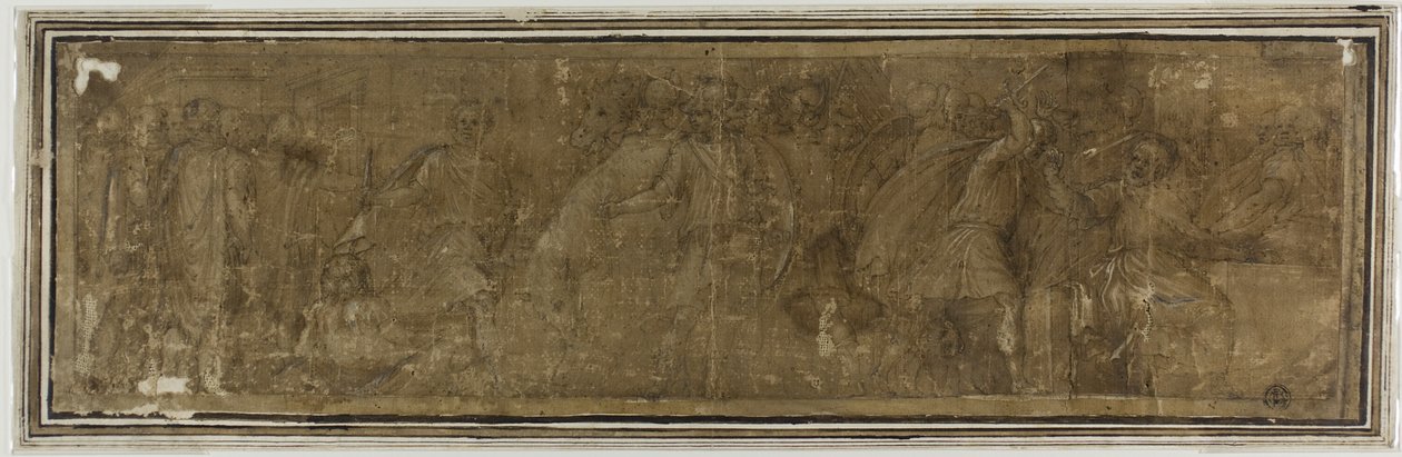 Mucius Scaevola Crossing the Tiber, Intending to Assassinate Porsenna but Killing his Treasurer by Mistake by Polidoro da Caravaggio