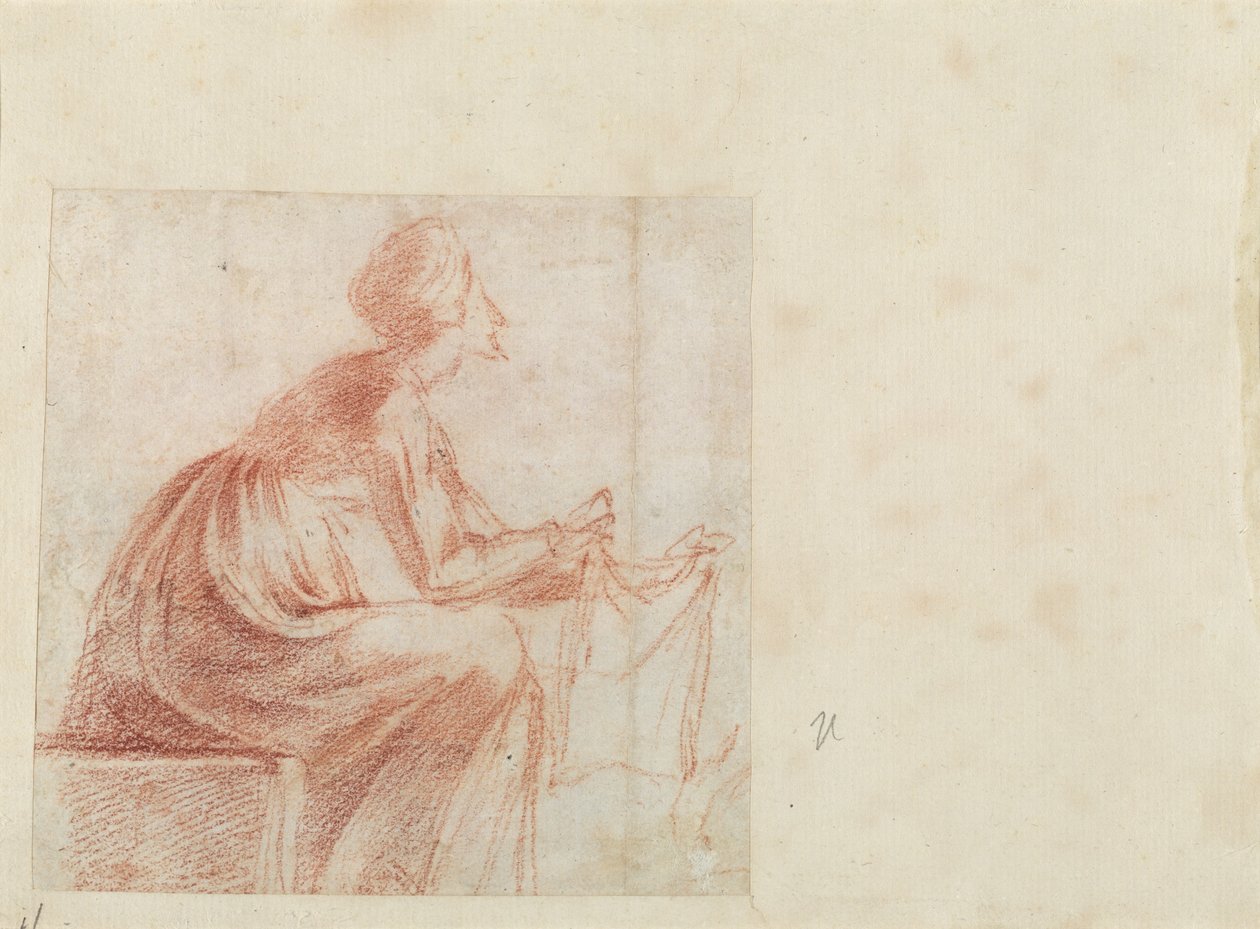 Woman Seated with a Piece of Cloth by Polidoro da Caravaggio