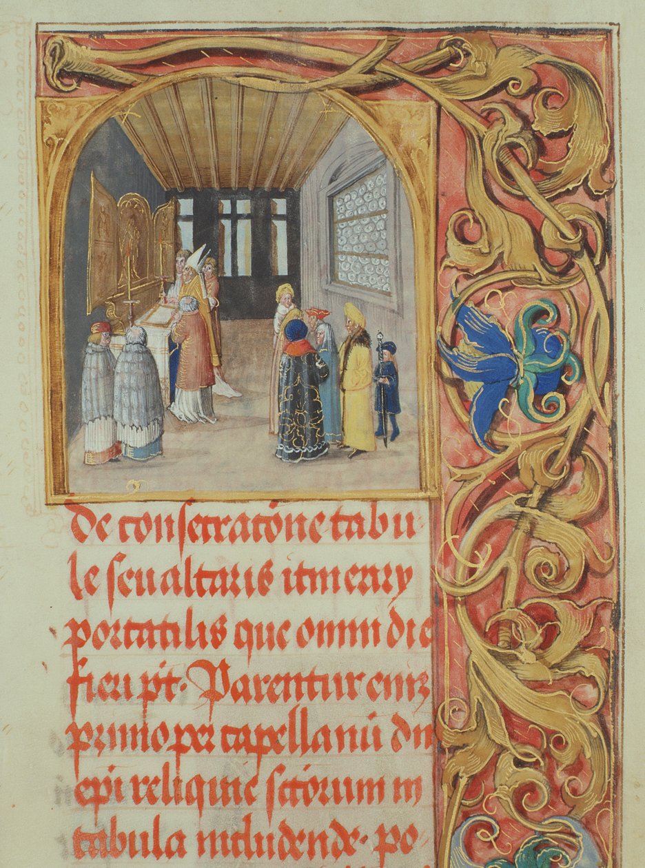 Altar Consecration by the Bishop with the Assistance of Canons and Secular Founders from the Pontifical of Bishop Erasmus Ciolek, c.1510 by Polish School