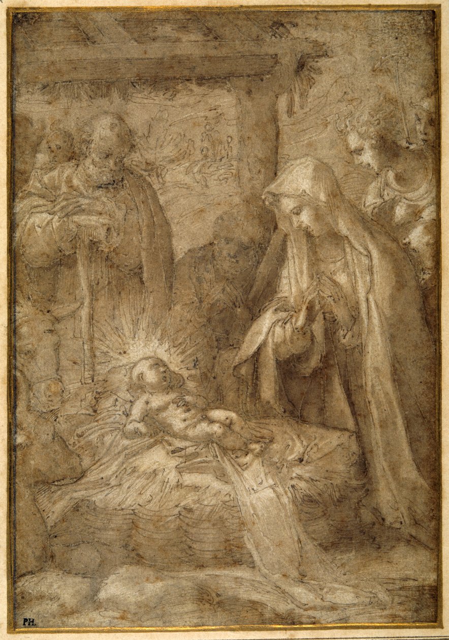 The Adoration of the Shepherds by Pompeo (fl.1569 71) (attr. to) Cesura
