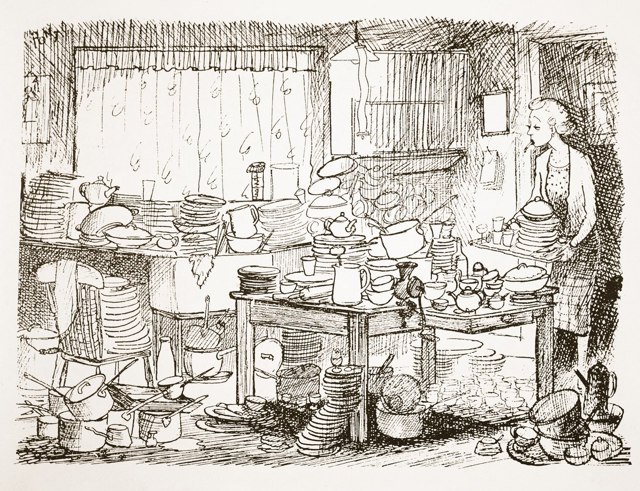 A tendency to leave the washing-up till later, illustration from 