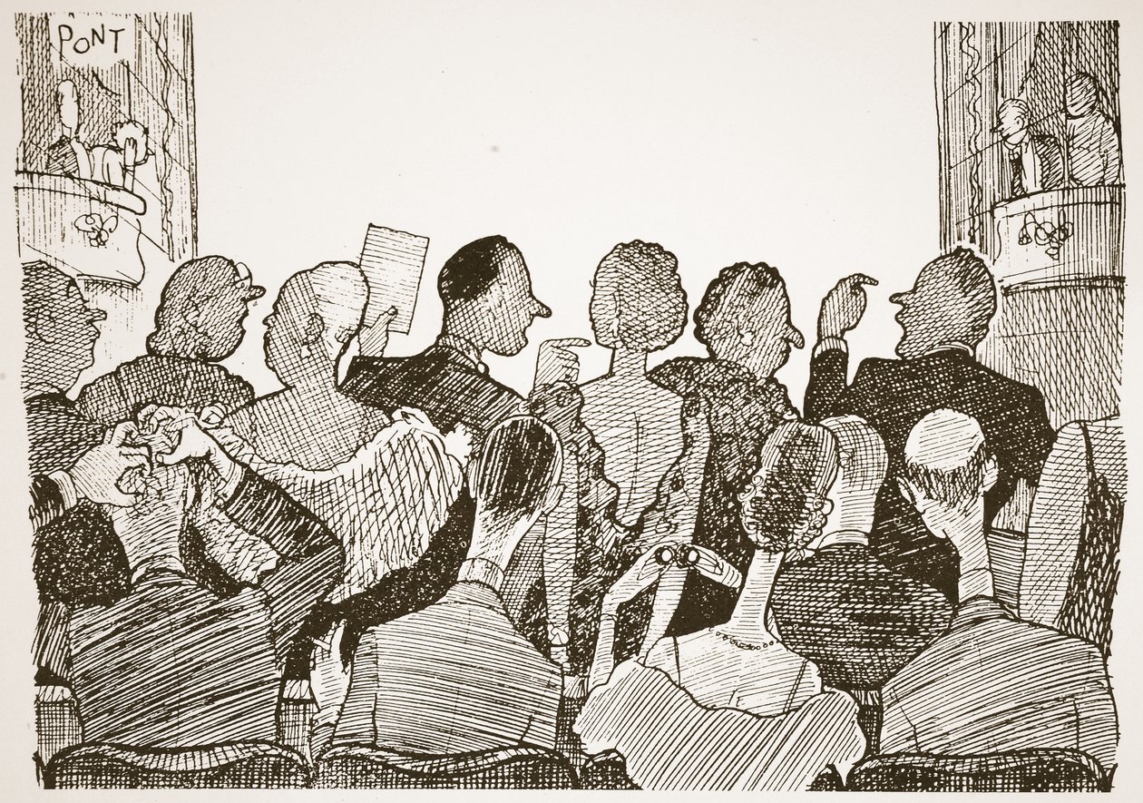 Love of arriving late at theatrical productions, illustration from 