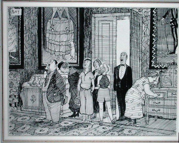 The British Character: Keen Interest in Historic Houses, Illustration from Punch, Published 8th July 1936 by Pont