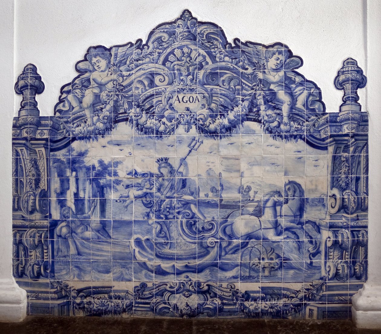 Allegory of Water - Azulejos, Painted Faience by Portuguese School