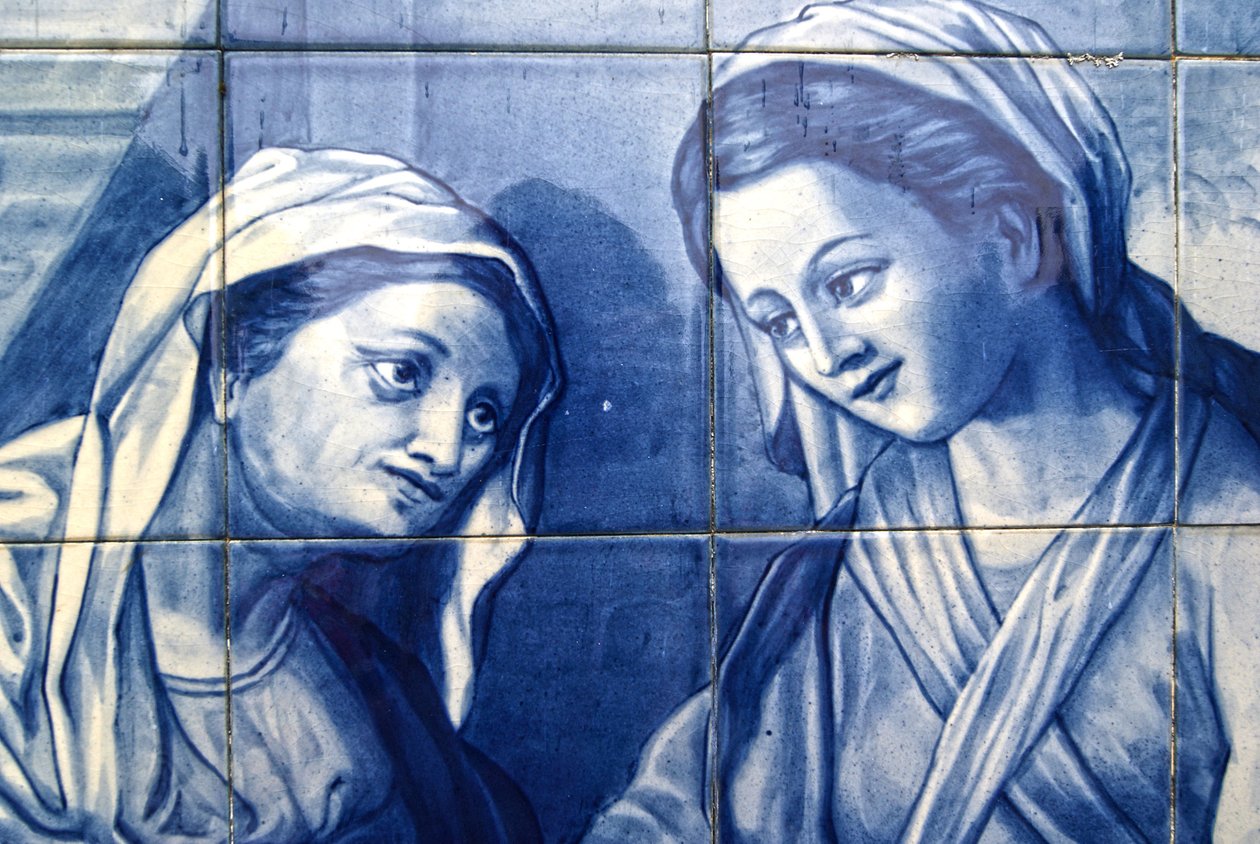 Detail of Mary meeting the Innkeeper