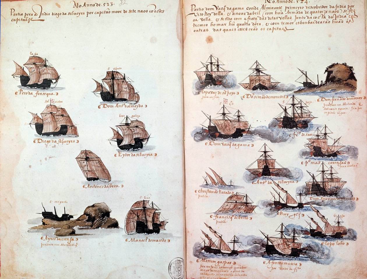 Manuscript Page: Memorials of the Armadas of Portugal Under King Manuel I by Portuguese School