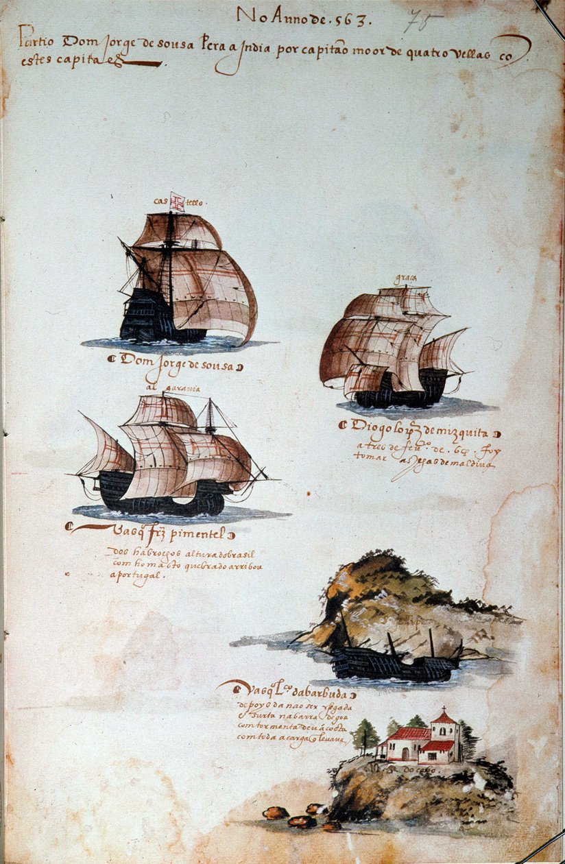 Manuscript Page: Memories of the Armadas of Portugal under King Manuel I by Portuguese School