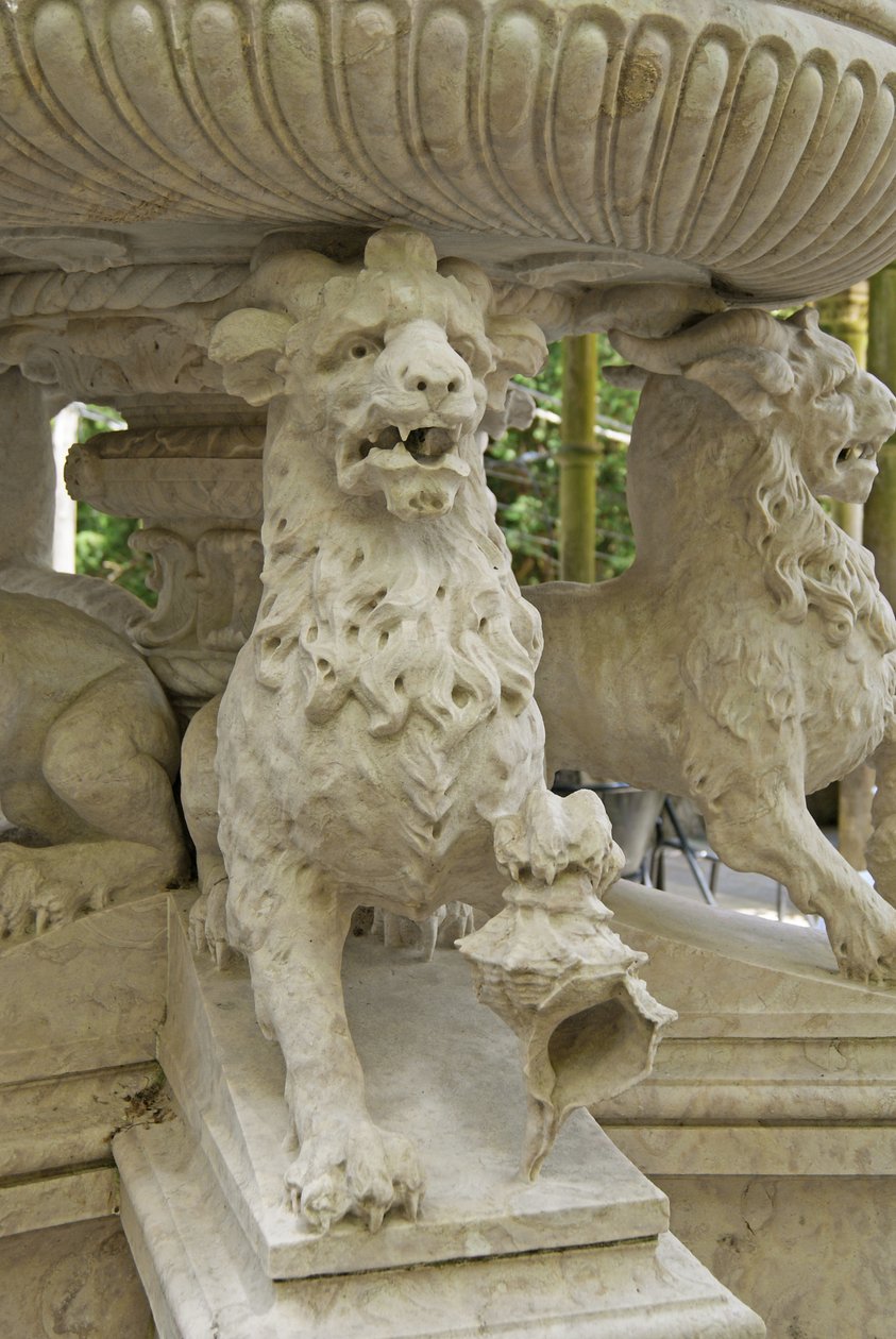 Mythical Horned Lion Atlantes at the Base of a Fountain, Quinta da Regalia, Sintra, Portugal c.1915 by Portuguese School