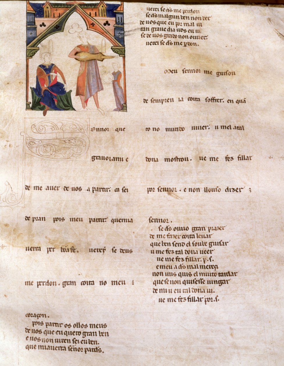 Page 197R Ajuda Book of Verses, 13th-14th century by Portuguese School