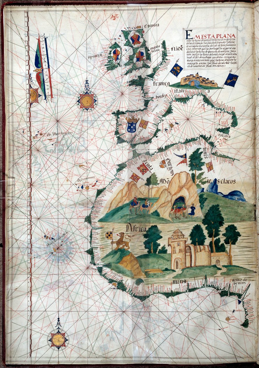 Portulan of the West Coast of Africa with the Canary Islands by Portuguese School