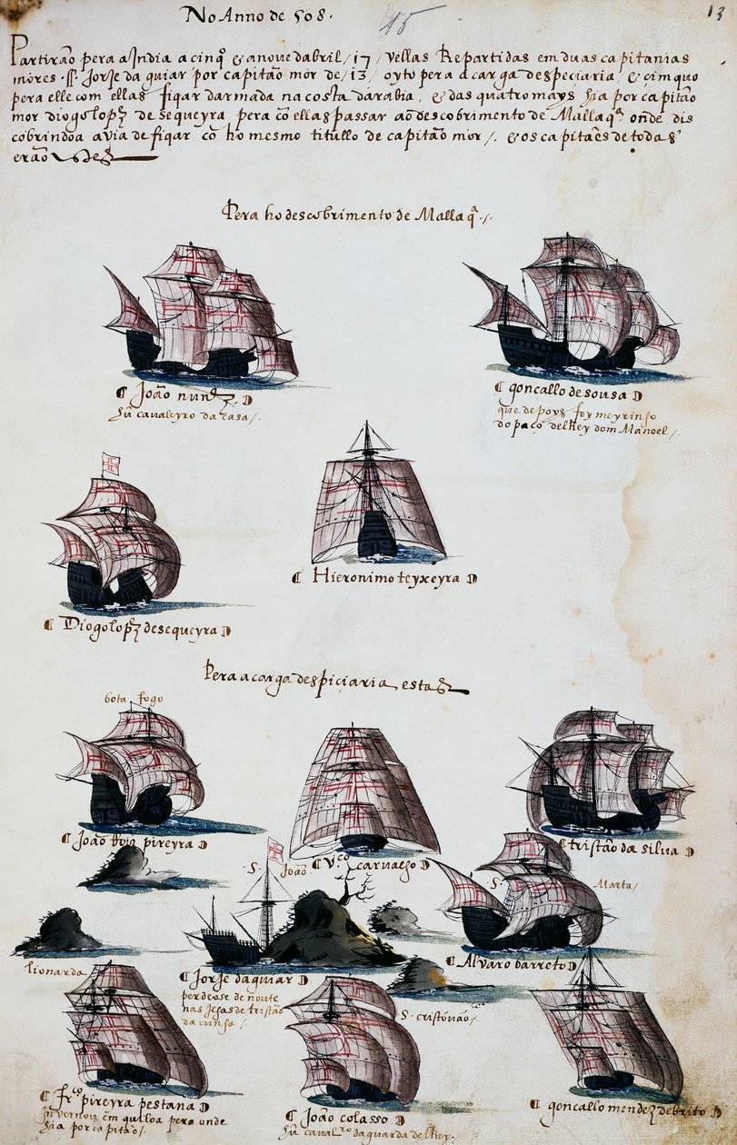 Ships from maritime expeditions to discover Malacca by Portuguese School