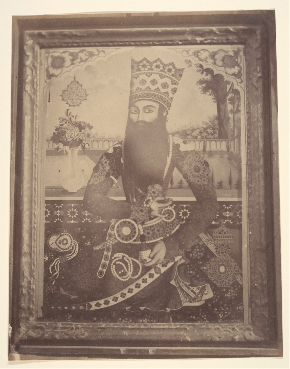 Fath-Ali Shah, Painting that Once Belonged to Hmah Saula, Uncle of the King, 1840s-60s by Possibly by Luigi Pesce.