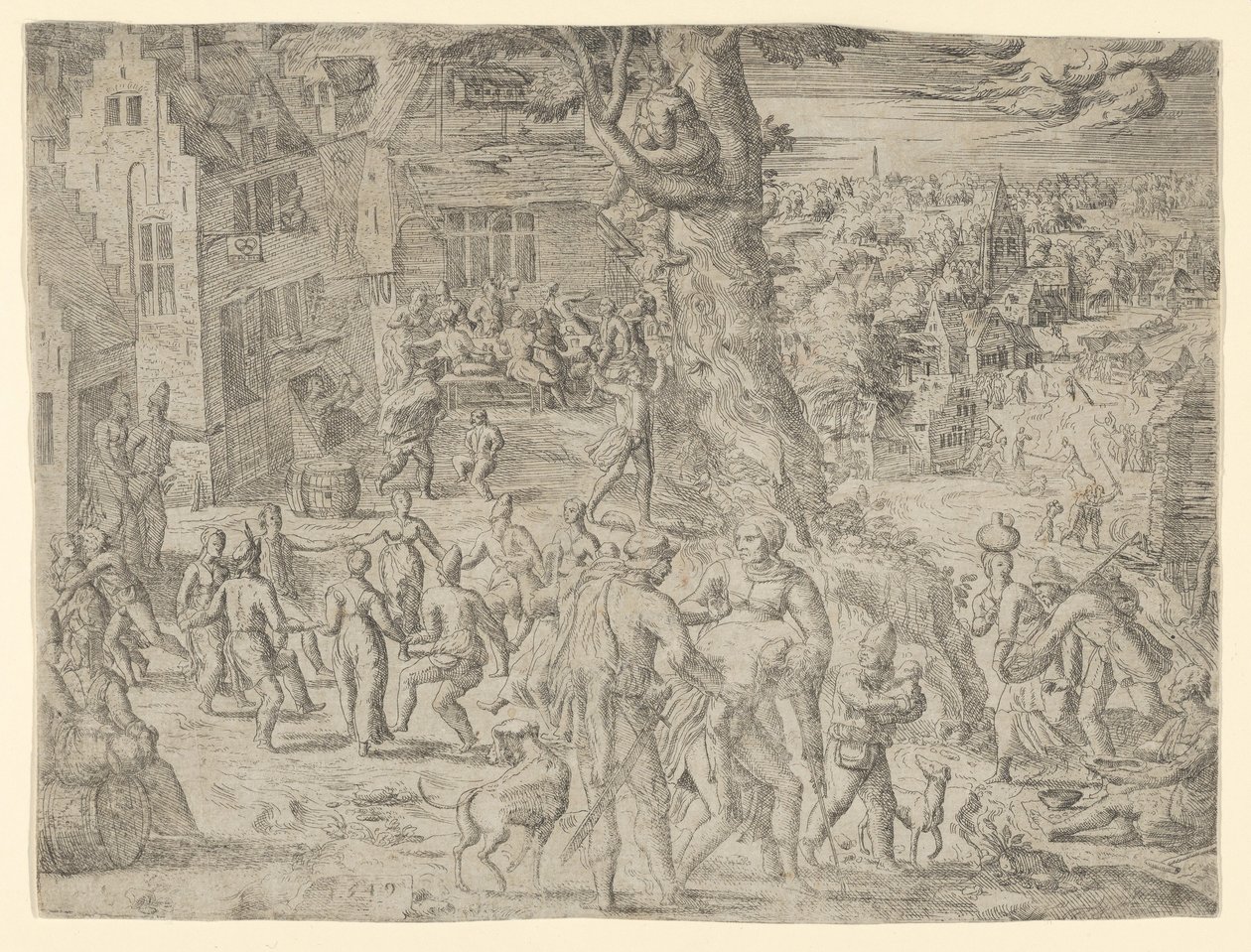 The Village Fair, 1549 by Possibly by Peeter van der Borcht.