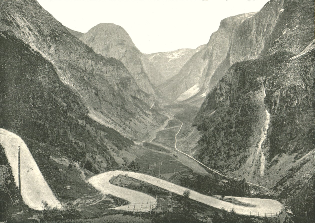 The Zig-Zag road and Waterfalls, Stalheim, Norway, 1895 by Poulton and Co