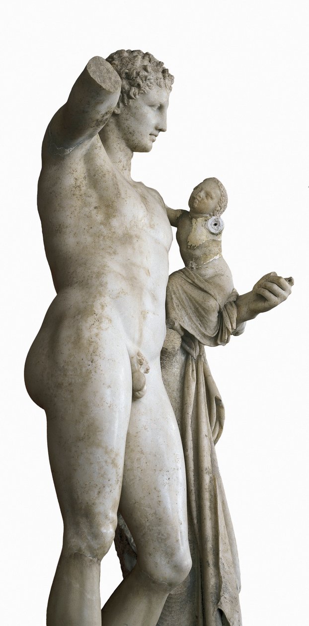 Hermes Carrying the Child Dionysus, c. 330 BC (marble) by Praxiteles