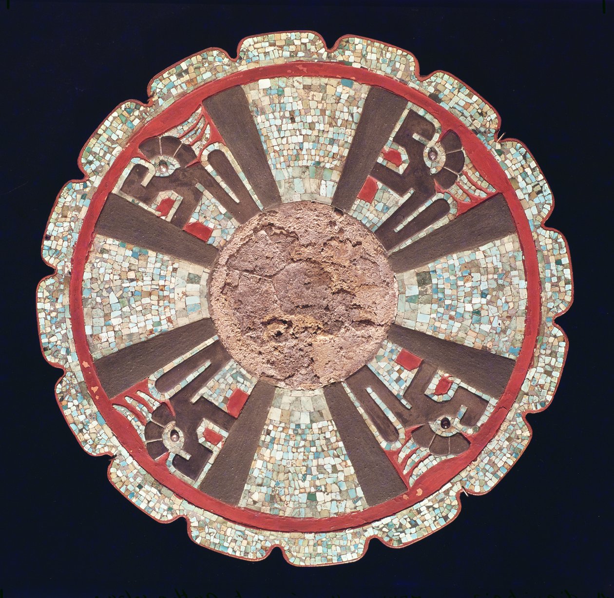 Teotezcacuitiapili, Belt Buckle Worn by Dignitaries Depicting the Four Fire Serpents, from El Castillo, Chitchen Itza, Yucatan State by Pre Columbian