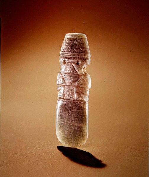 Celt with Crouching Figure from Guacimo, Linea Vieja Area by Pre Columbian Pre Columbian