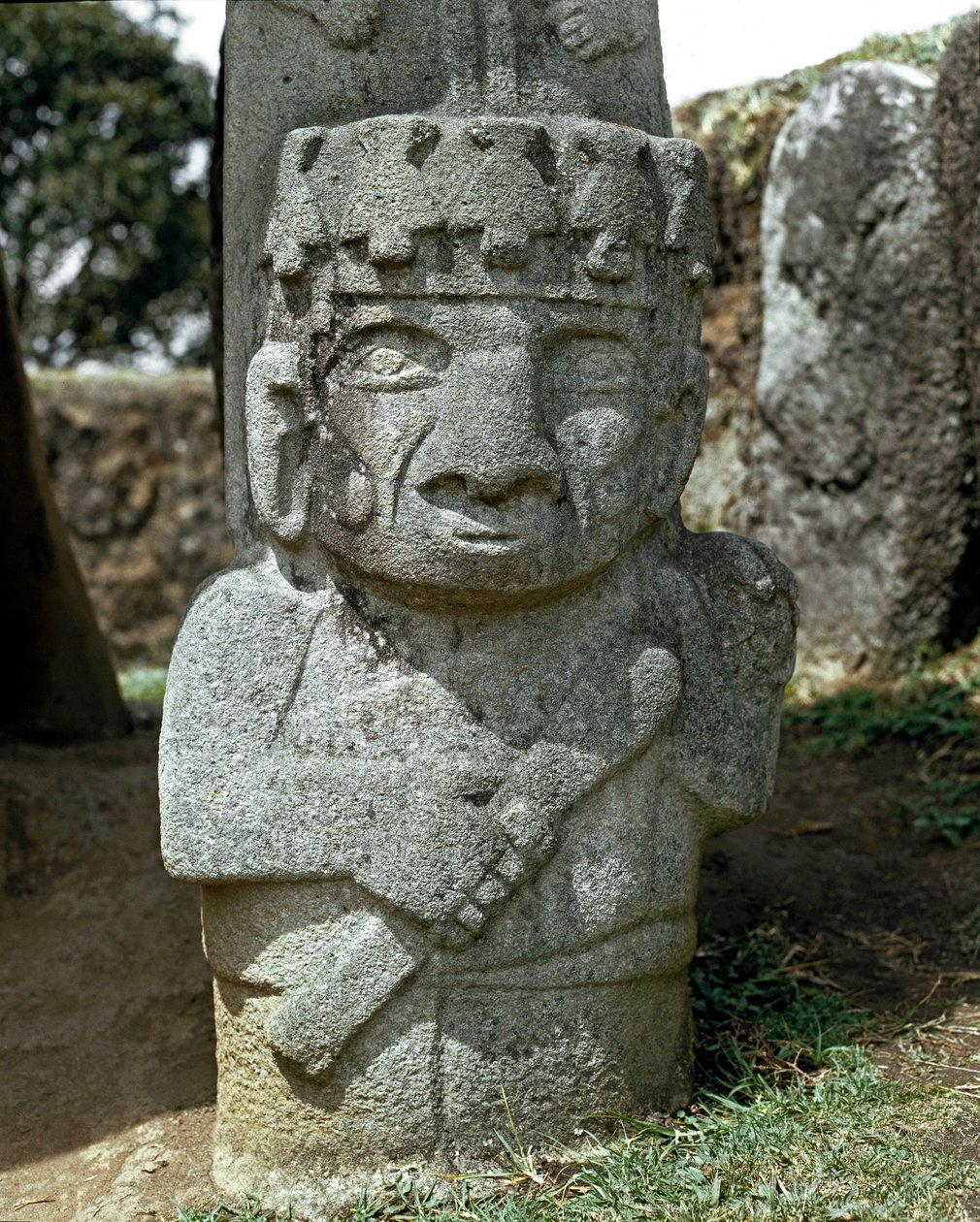 Megalithic Sculpture of a Warrior by Pre Columbian Pre Columbian