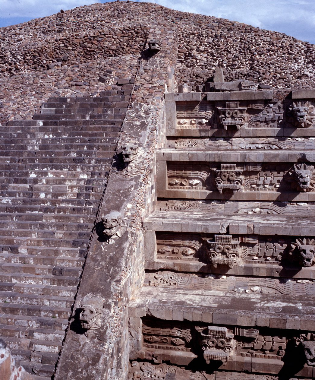 View of the Site of Teotihuacan: The Temple of Quetzalcoatl or Temple of the Feathered Snake by Pre Columbian Pre Columbian