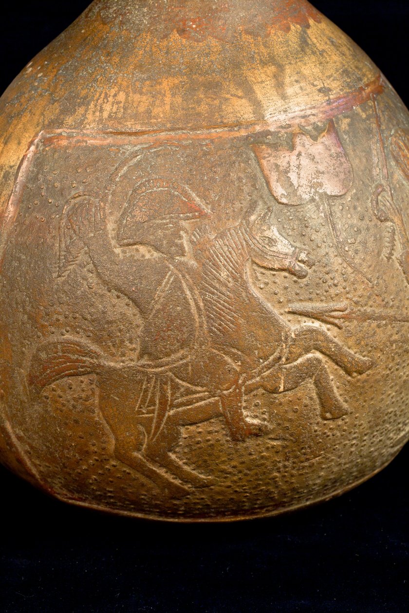 Bottle Depicting a Fight Between a Rider and a Warrior on Foot by Precolombian Precolombian