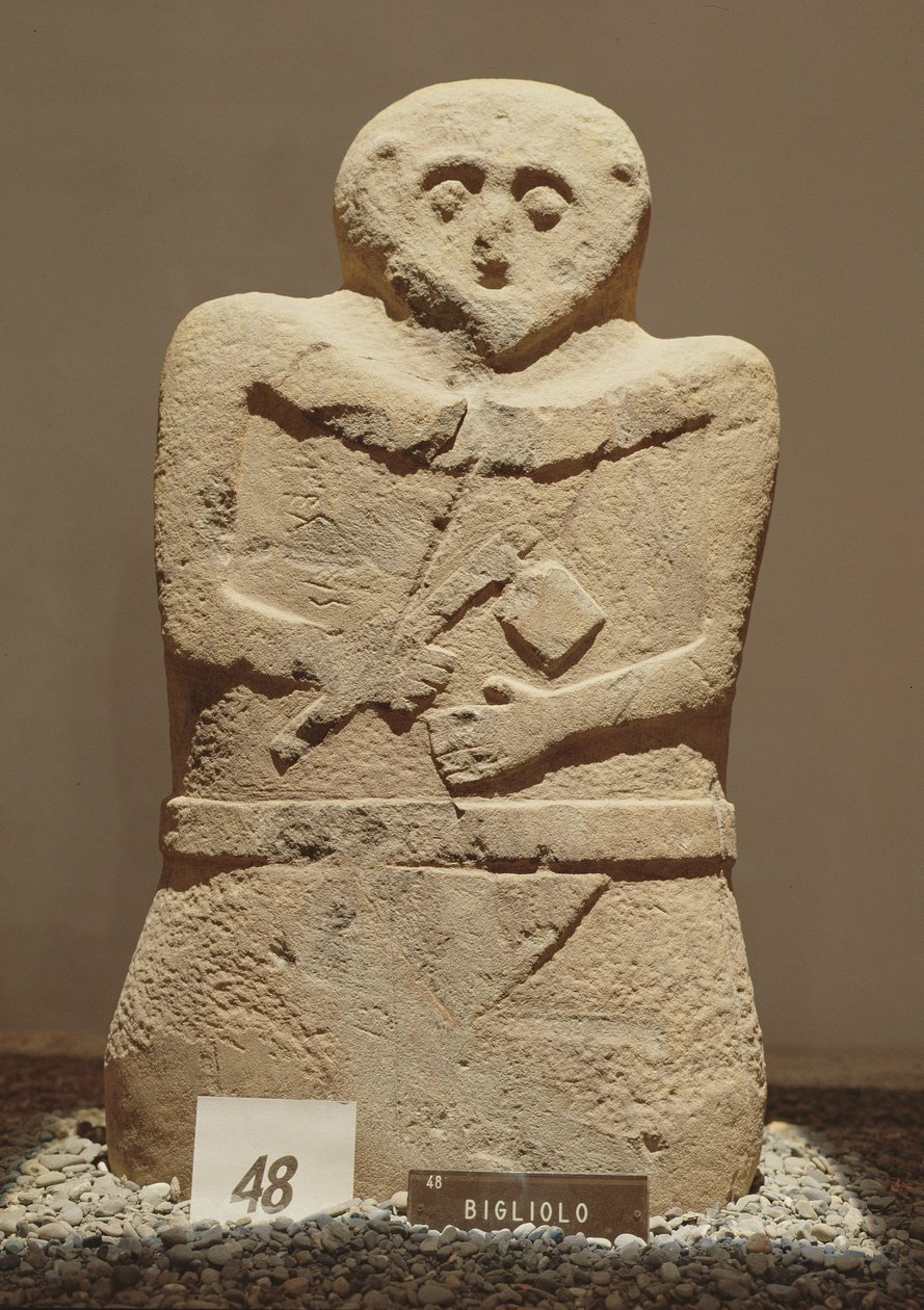 One of the Lunigiana stele, found in Bigliolo, c.3000 BC by Prehistoric