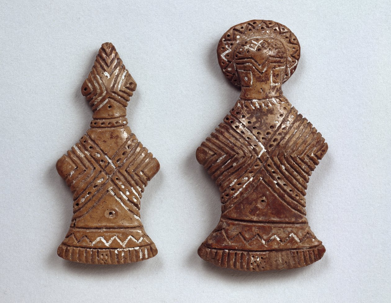 Two Decorated Figures from Tchai-Kenat, Turkey, 3rd Millennium BC by Prehistoric