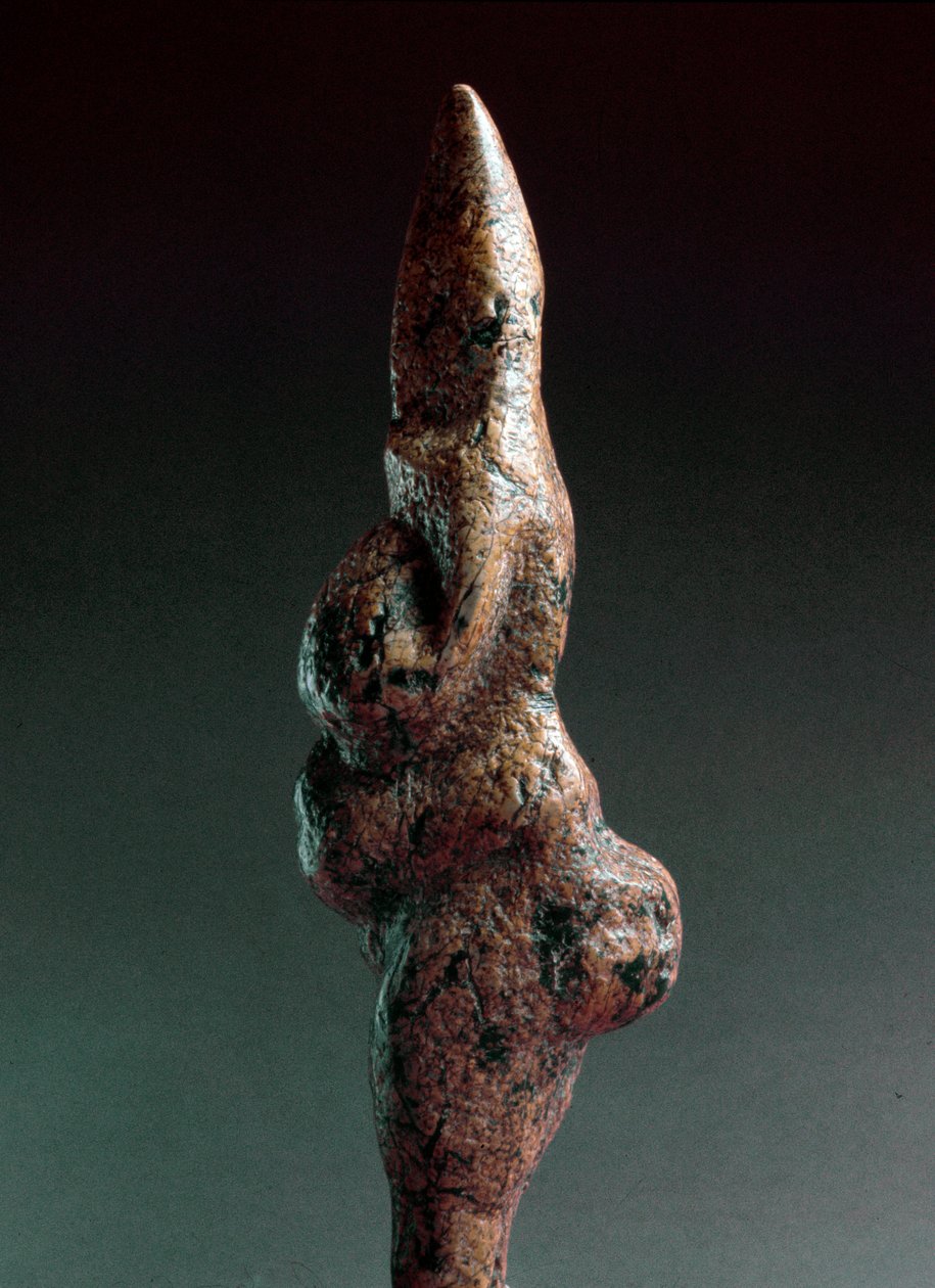 Venus de Savignano, anthropomorphic lithic sculpture found in 1925 in Savignano sul Panaro. Upper Paleolithic, Stone Age. Museo Nazionale Preistorico Etnografico Luigi Pigorini, Rome, Italy by Prehistoric Prehistoric