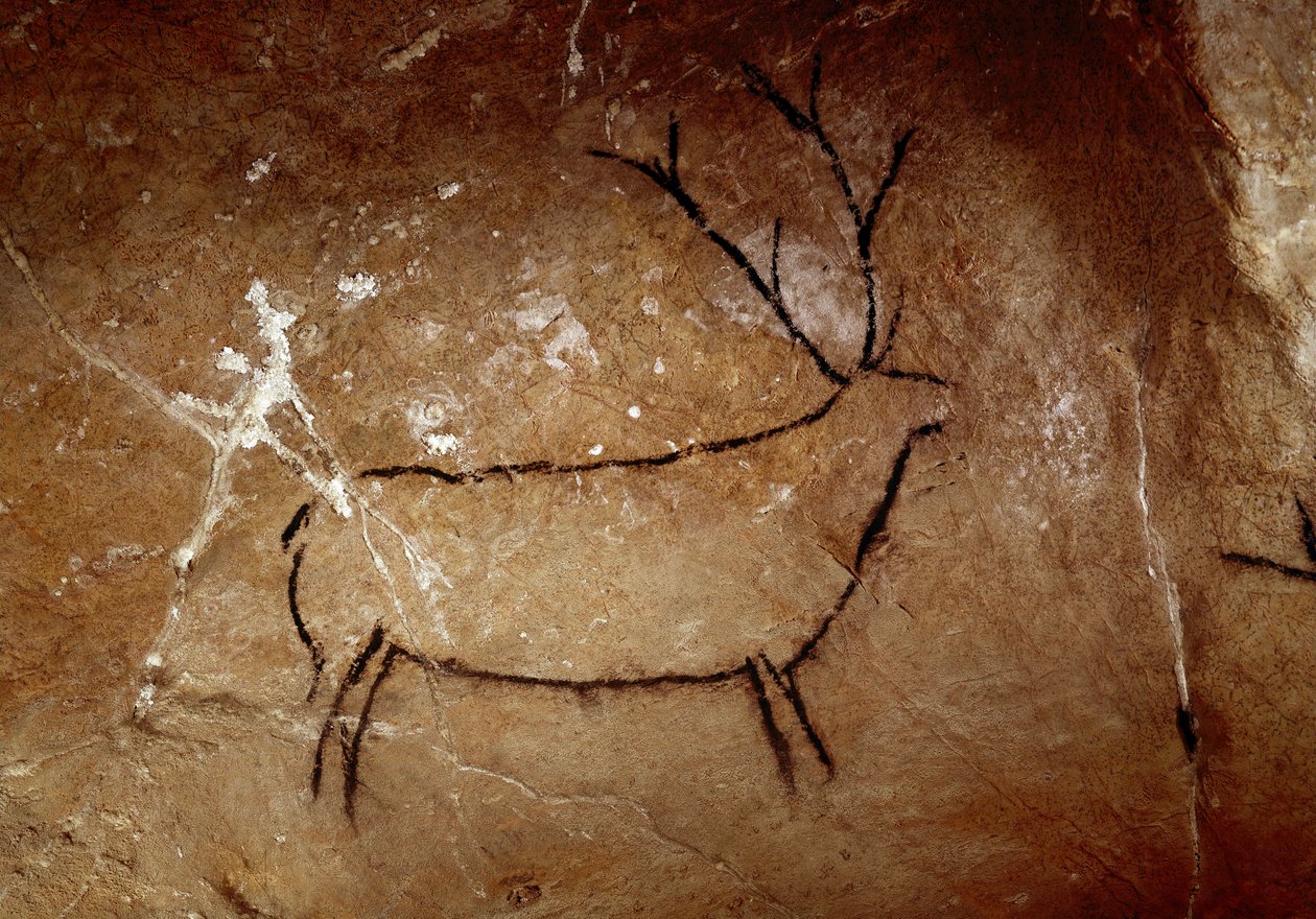 Prehistory: A Deer. Upper Paleolithic Cave Painting (Magdalenian) by Prehistoric Prehistoric