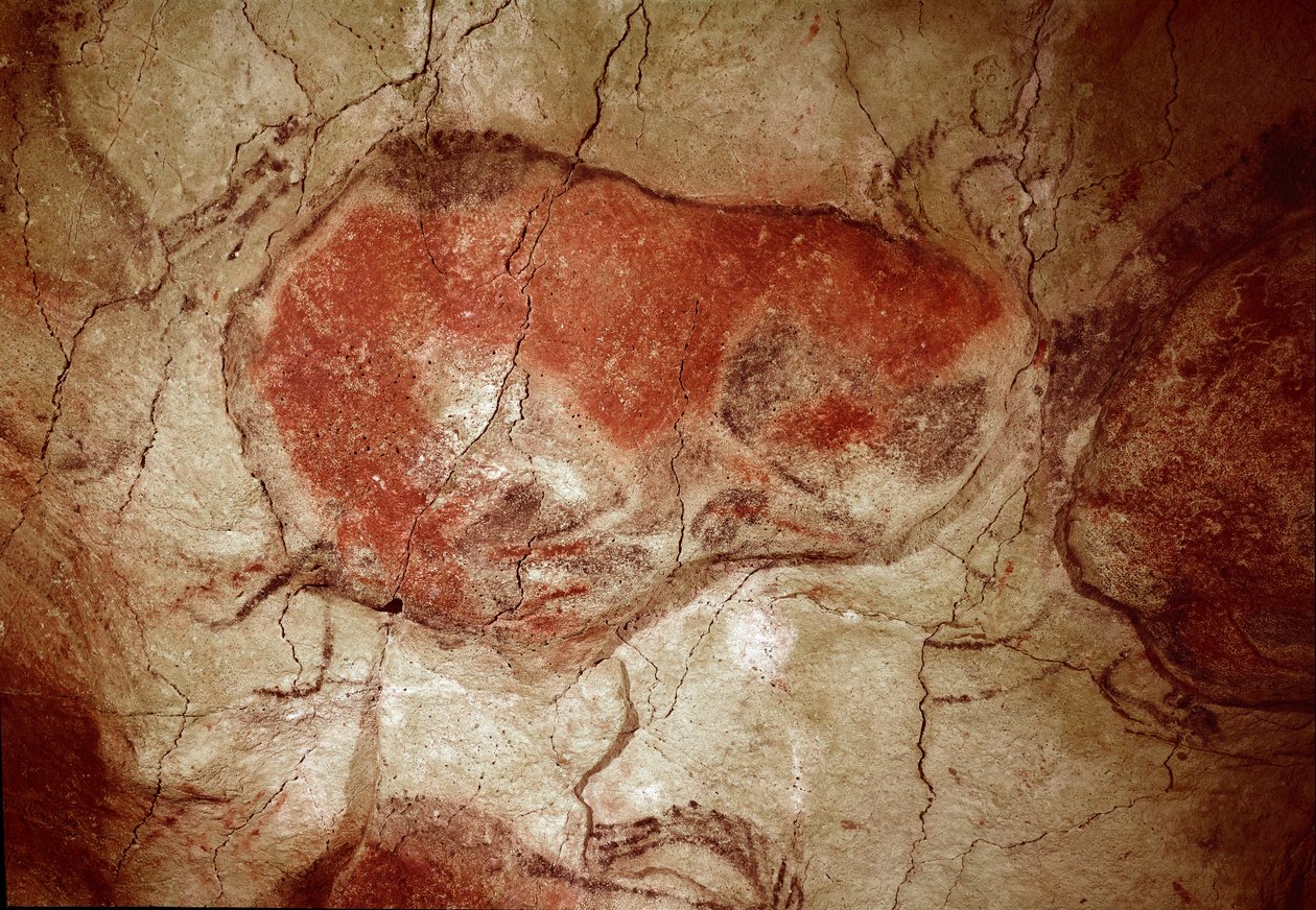 Prehistory: Bison at Rest Rock Painting of the Upper Paleolithic by Prehistoric Prehistoric