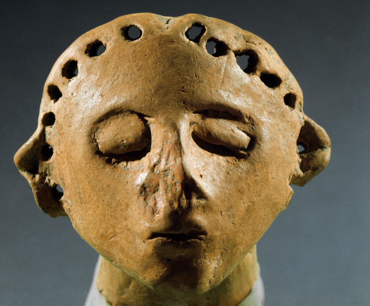 Head of clay statue. 3000 BC Neolithic, Stone Age. Historical Institute of Sciences of the Republic of Moldova, Chisinau by Prehistoric Prehistoric