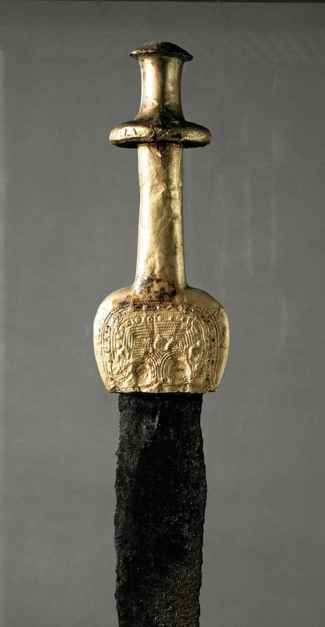 Sword from Guadalajara (Spain), Detail of the Gold Hilt, Prehistoric Period by Prehistoric Prehistoric