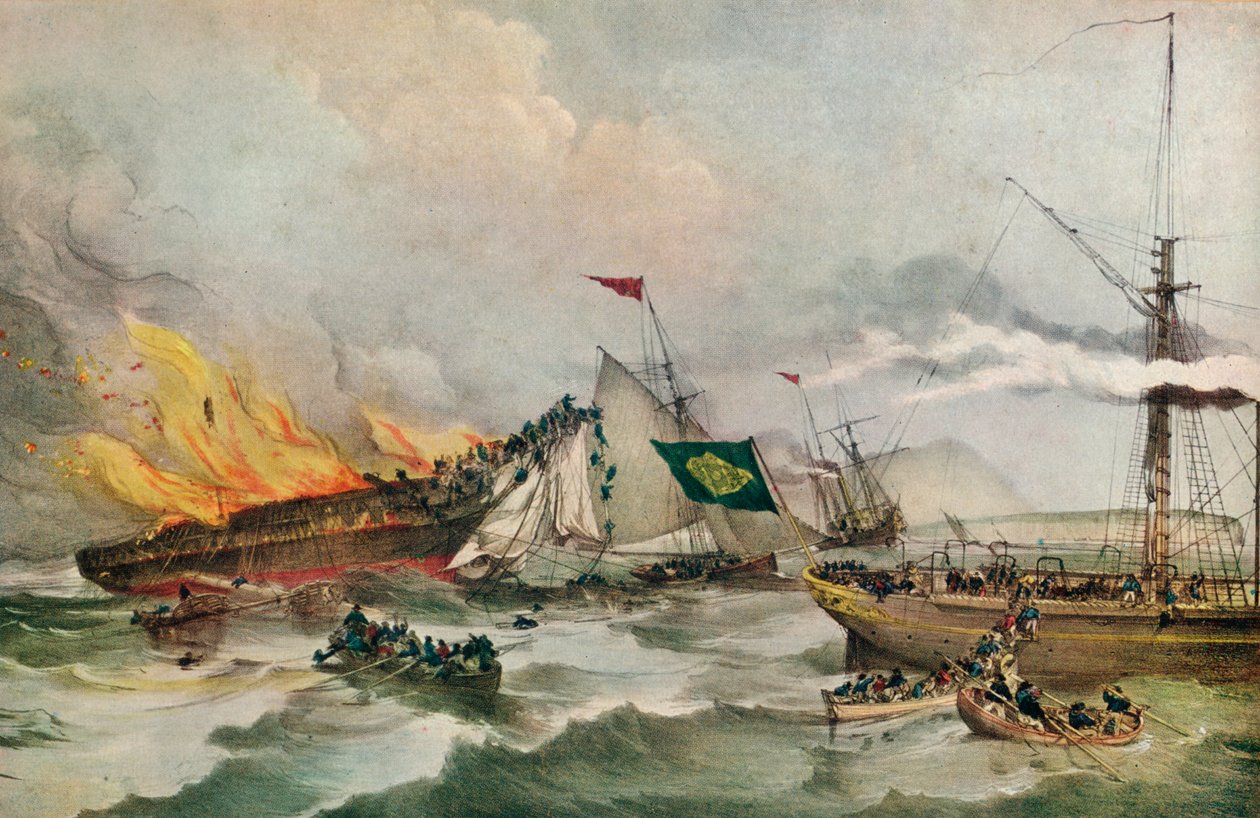 The Burning of the Ocean Monarch, c1848 by Prince de Joinville Francois d