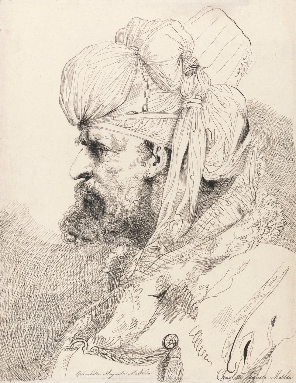 Head of an Aga of the Janisseries by Princess Augusta Charlotte