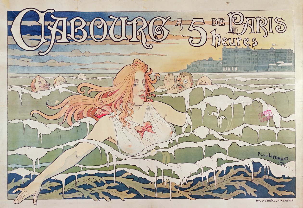 Poster for the French Railways, Advertising Cabourg on the Normandy Coast from Paris, 1896 by Privat Livemont