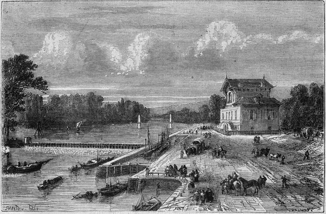 View of the dam on the Seine in Suresnes by Provost Provost
