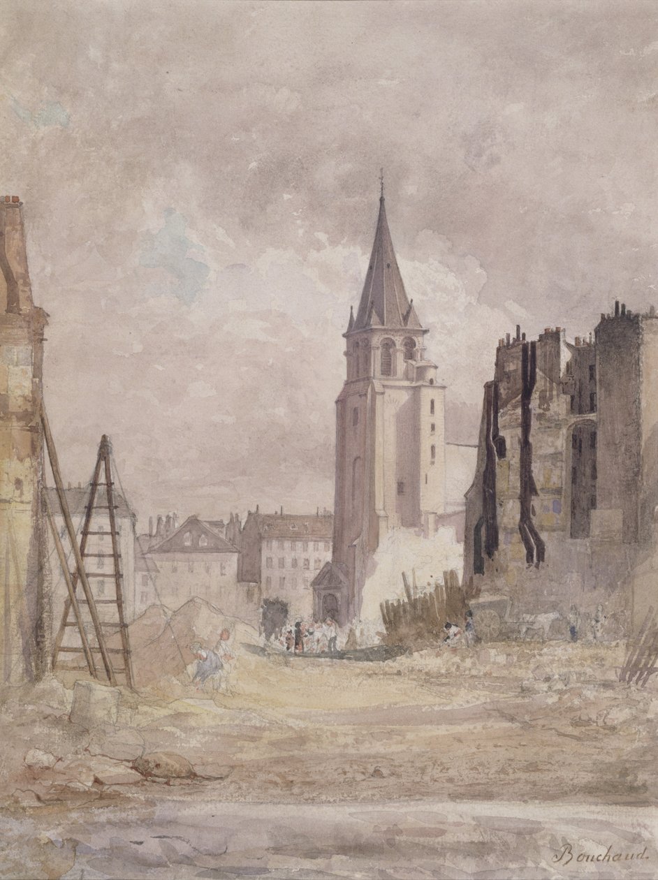 Demolition of Saint-Germain-des-Pres, c. 1867-68 by Prudent Leon Bouchaud