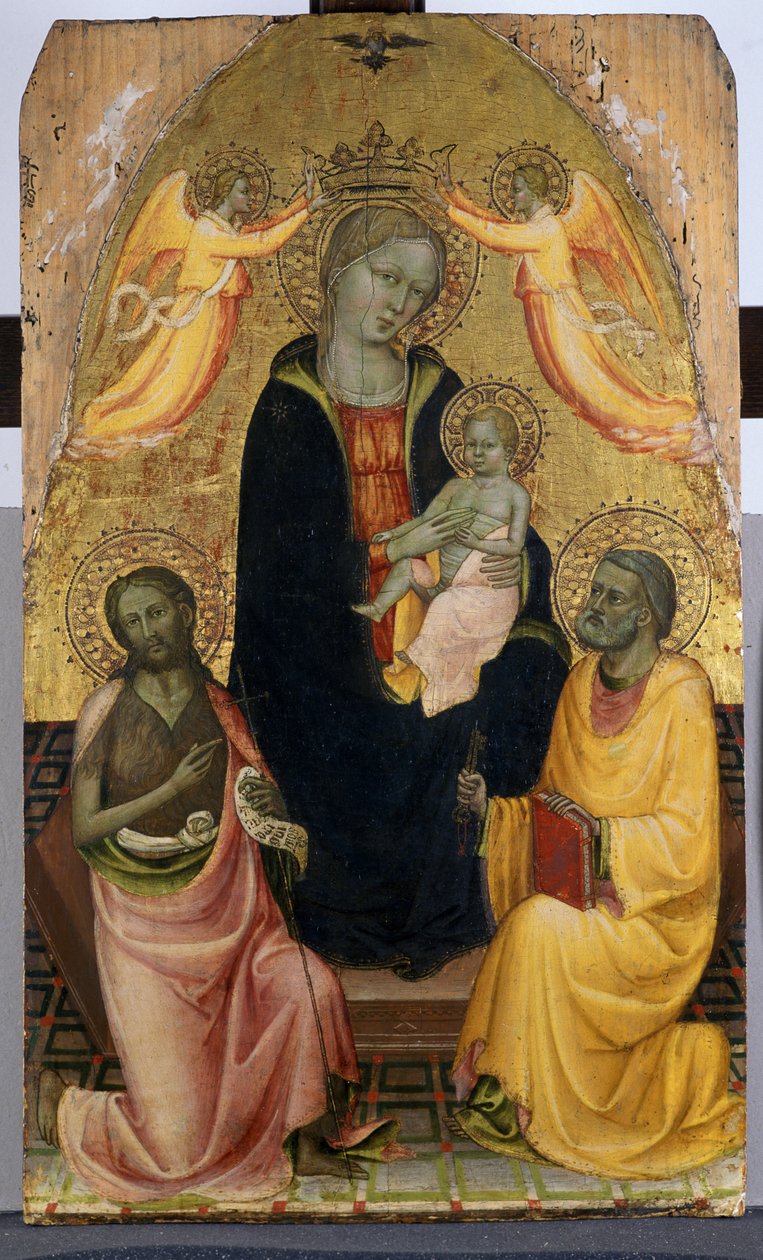 Enthroned Madonna and Child Being Crowned by Two Angels, John the ...