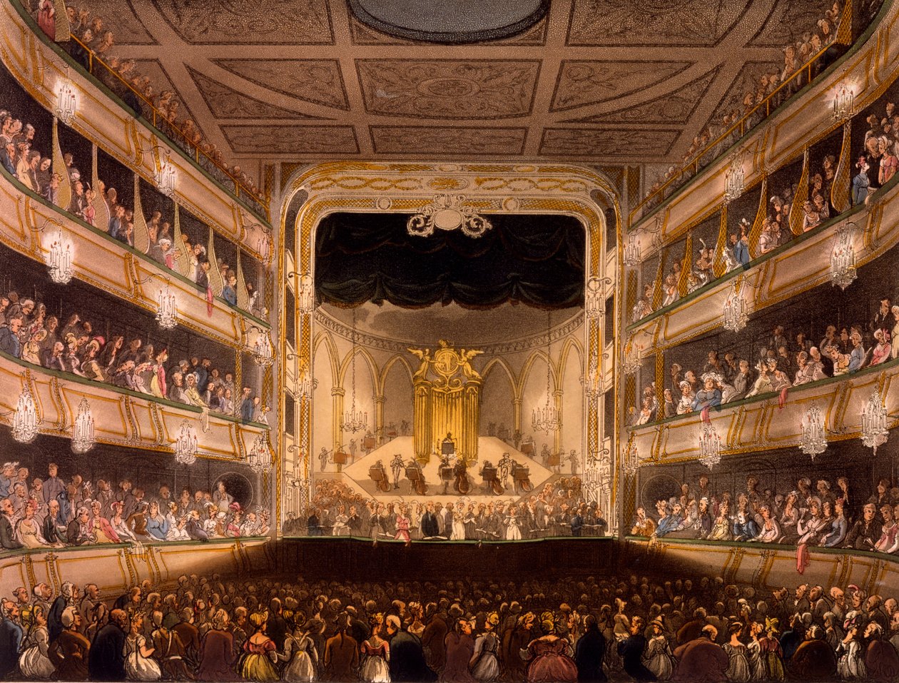 Covent Garden Theatre, from Microcosm of London by R Ackermann by Pugin and Rowlandson
