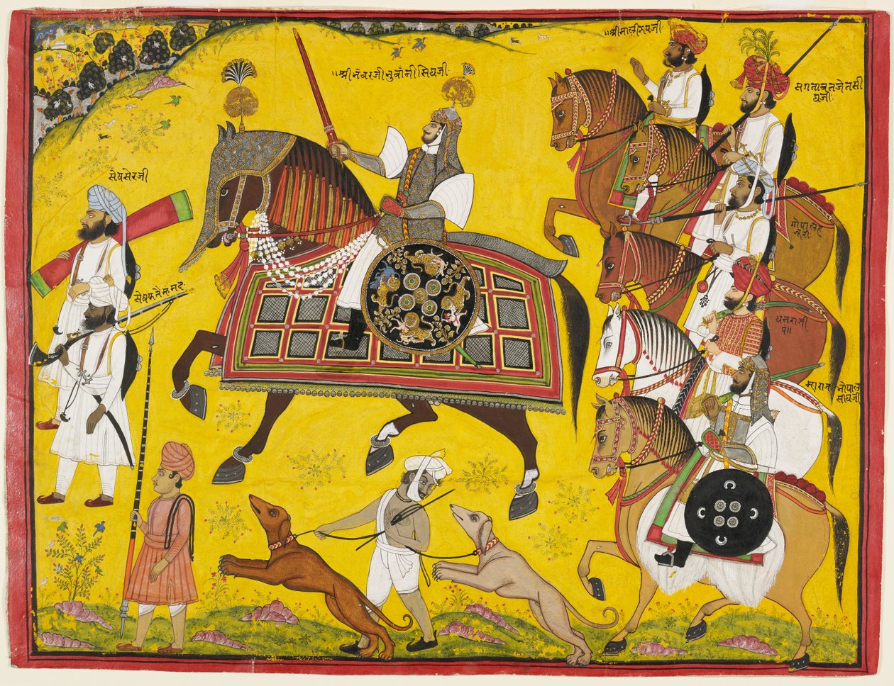 Processional Portrait of Prince Bhawani Sing of Sitamau, 1855 by Pyara Singh