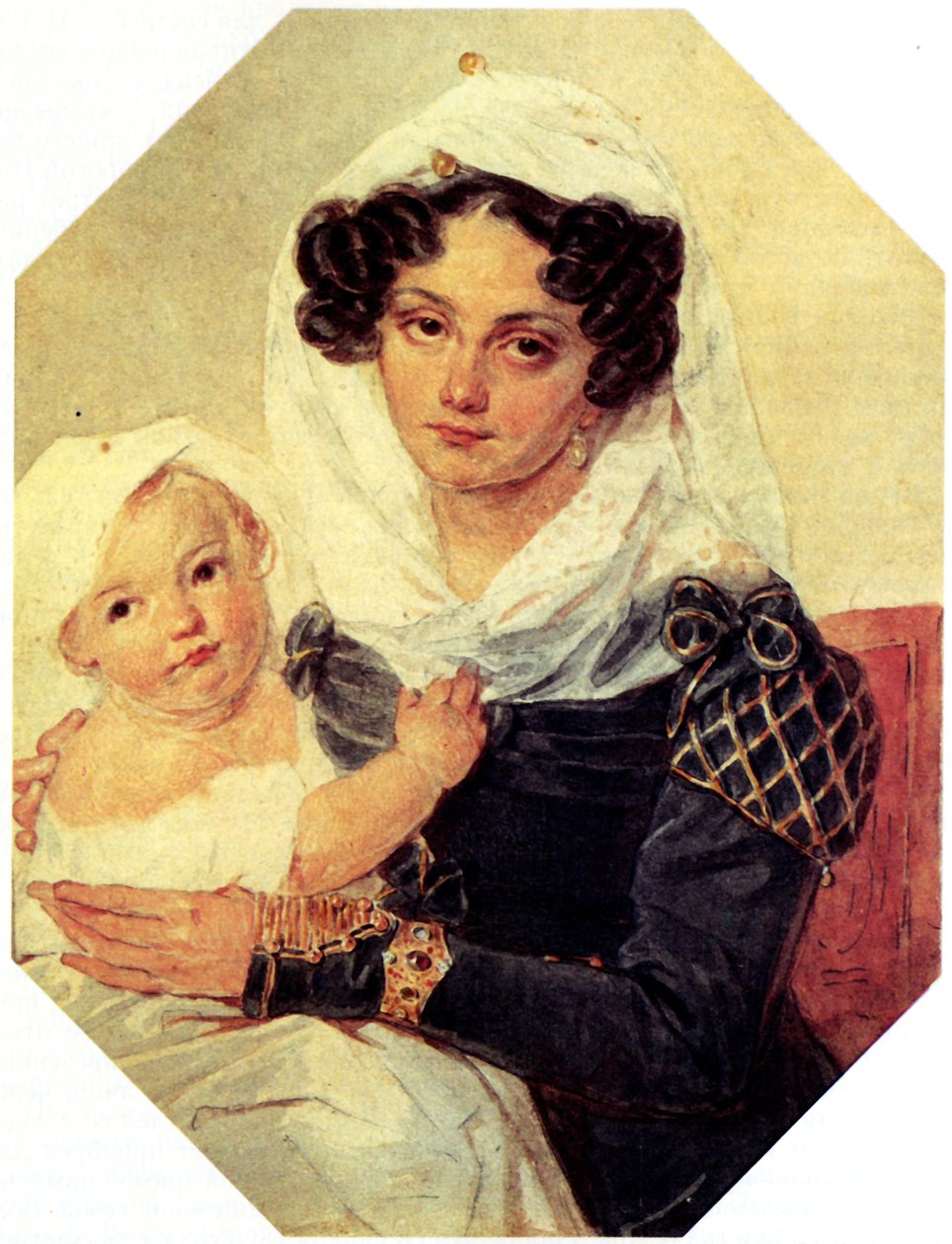 Portrait of Countess Maria N. Volkonskaya with son Nikolay by Pyotr Fyodorovich Sokolov