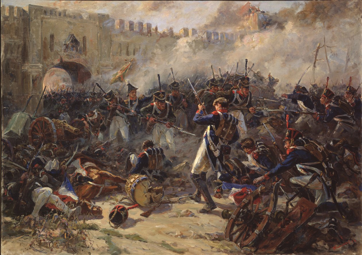 The battle of Smolensk on August 1812, 1956 by Pyotr Ivanovich Zhigimont